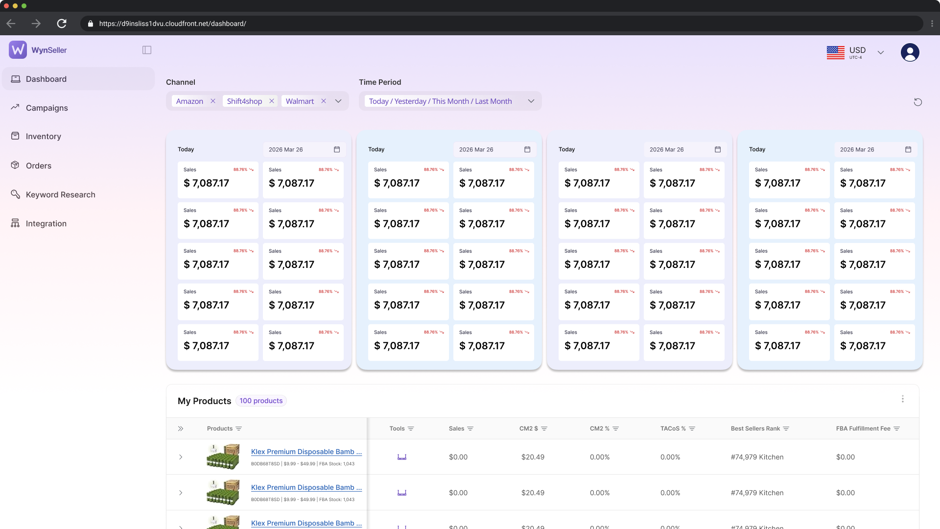 WynSeller profit dashboard